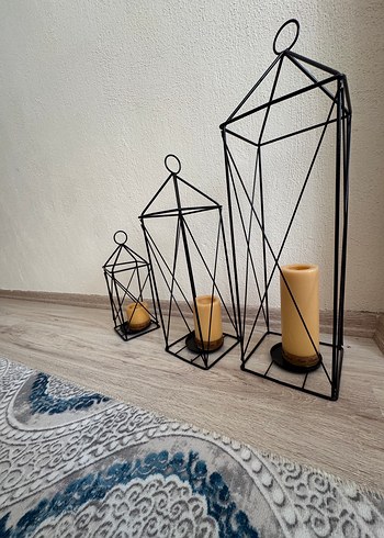 Siyah Metal Mumluk Seti 3'lü