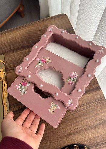 Pastel Pembe Çiçekli Dekoratif peçetelik - Görsel 4