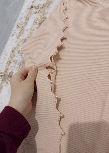 Toz pembe Kadın Uzun Kollu Örgü Kazak - Görsel 2