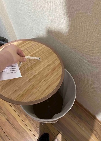 Bej Yuvarlak kirli çamaşır kutusu - Görsel 2