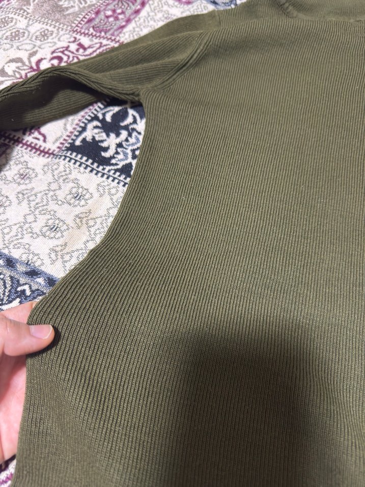 Kadın Haki Boğazlı Triko Kazak - Görsel 2