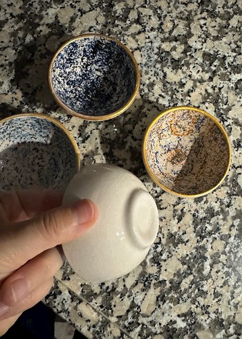 Bohem Tarzı Renkli Tie-Dye Seramik Kase Seti - Görsel 2