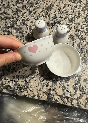 Pastel Kalpli Beyaz Tuzluk ve Biberlik Seti - Görsel 2