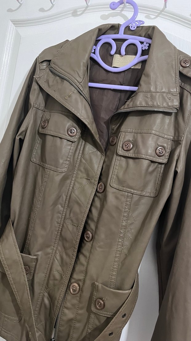 Bludeise ithal Deri Kadın Ceket vintage - Görsel 2