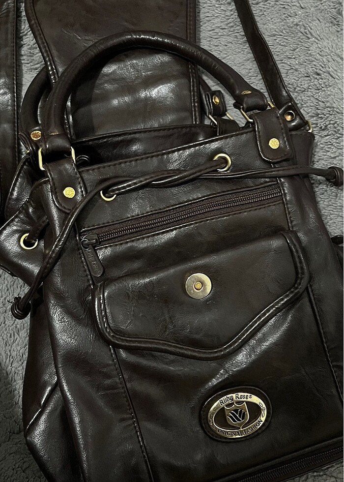 Ruby rose vintage deri çanta - Görsel 3
