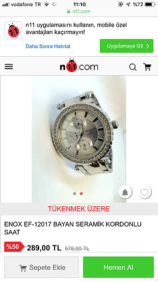 Enox 925 ayar gümüş saat