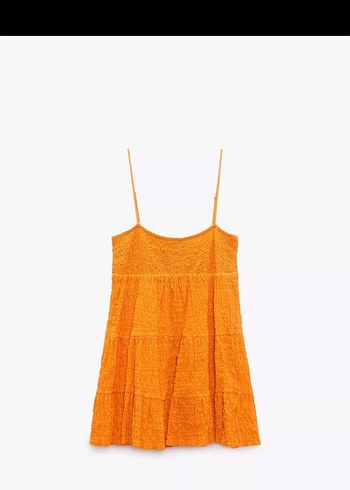 Zara Turuncu Bağcıklı Mini Elbise