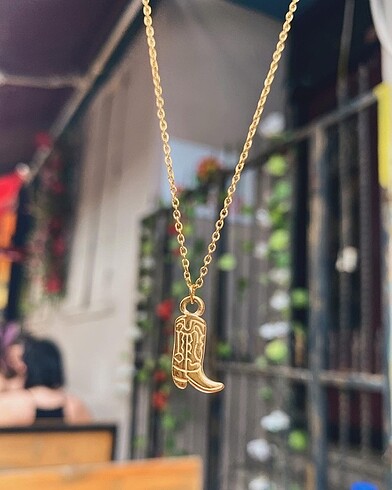 Gold Kovboy Ayakkabı Kolye