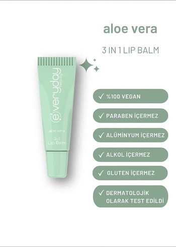 Everyday Aloe Vera 3'ü 1 Arada Dudak Balmı 10 ml - Görsel 2