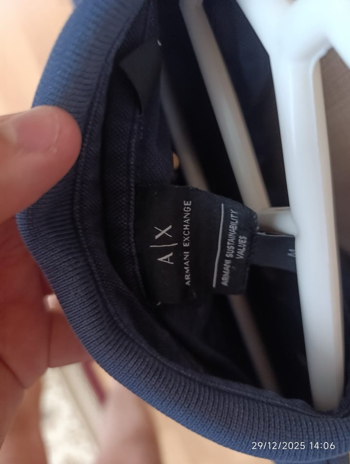 Armani Lacivert Denim Düğmeli Erkek Polo Tişört - Görsel 3