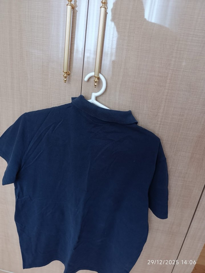 Armani Lacivert Denim Düğmeli Erkek Polo Tişört - Görsel 2