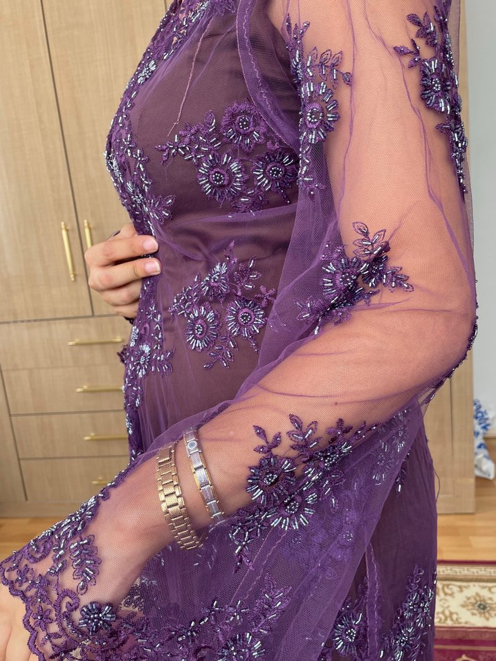 Mor İşlemeli Boncuklu Kadın El Zinciri - Görsel 2