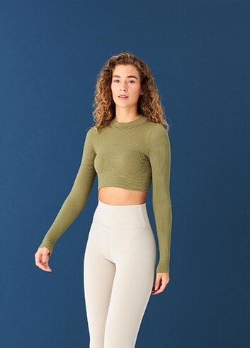 Seamless Fitilli Crop Bluz