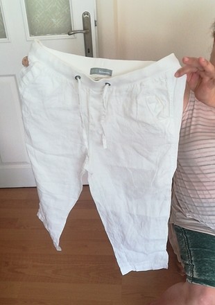 Beli lastikli keten pantolon