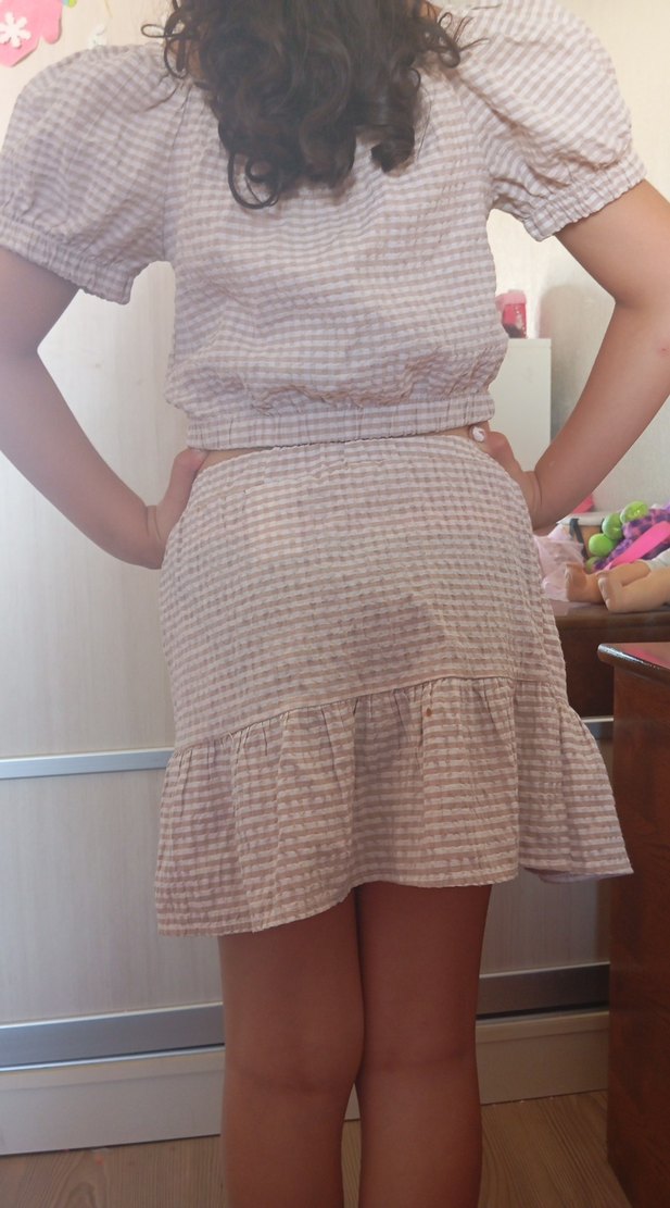 Keten Kumaş Fırfırlı Kız Çocuk takim - Görsel 3