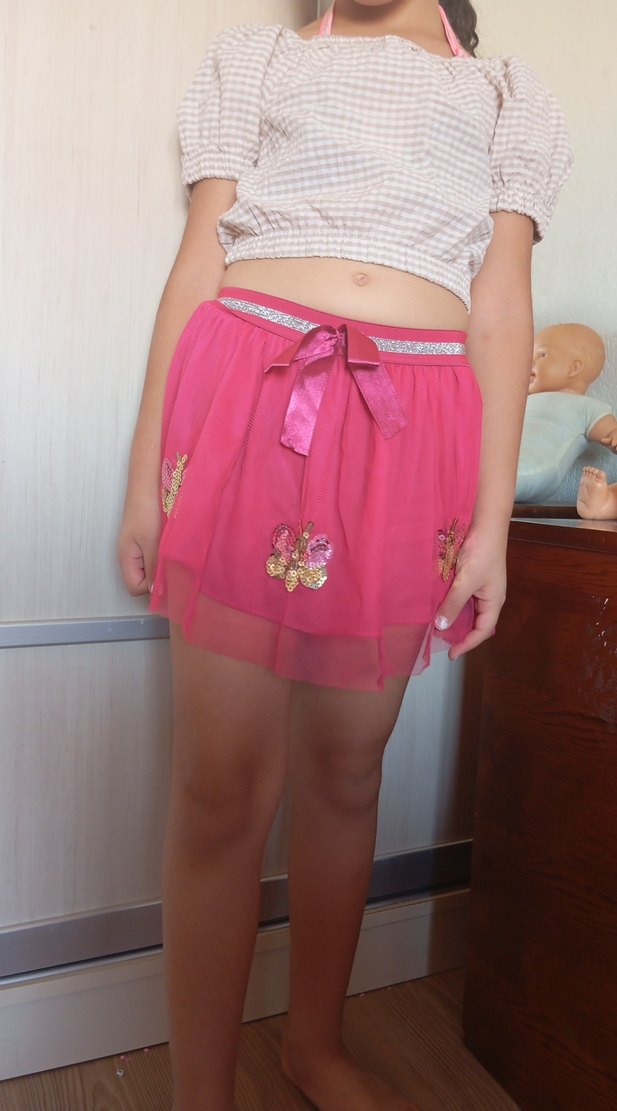 Pembe Fiyonk Detaylı Kız Çocuk Etek - Görsel 2