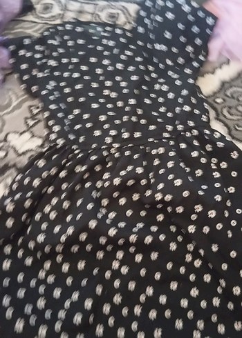 Puantiye Desenli Siyah kisa elbise kiz cocuk - Görsel 2