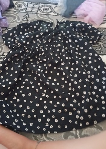 Puantiye Desenli Siyah kisa elbise kiz cocuk - Görsel 6