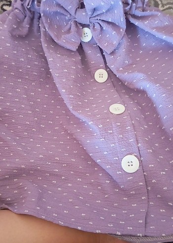 Mor Düğmeli Kız Elbisesi - Görsel 5