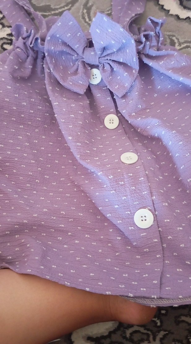 Mor Düğmeli Kız Elbisesi - Görsel 5