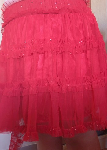 Kız Çocuk Parlak Kırmızı Fırfırlı Etek - Görsel 5