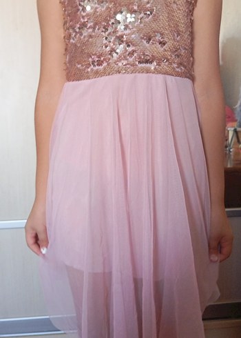 Pembe Payetli Kız Çocuk Elbise - Görsel 5