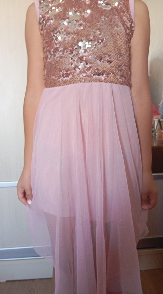 Pembe Payetli Kız Çocuk Elbise - Görsel 5