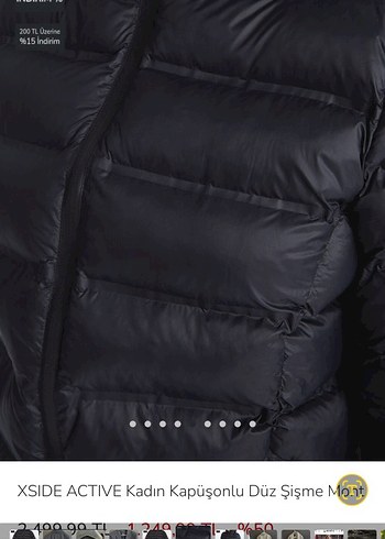 XSIDE ACTIVE Kadın Kapüşonlu Siyah Şişme Mont - Görsel 3