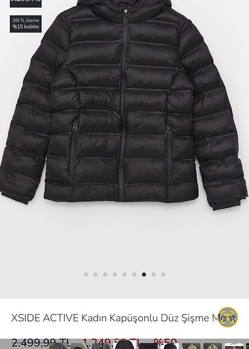 XSIDE ACTIVE Kadın Kapüşonlu Siyah Şişme Mont - Görsel 2