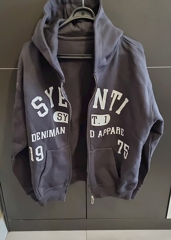 Gri Fermuarlı Kapüşonlu Erkek Sweatshirt - Görsel 2