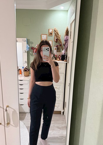 Siyah Dar Kesim Kadın Cigarette Pantolon - Görsel 2