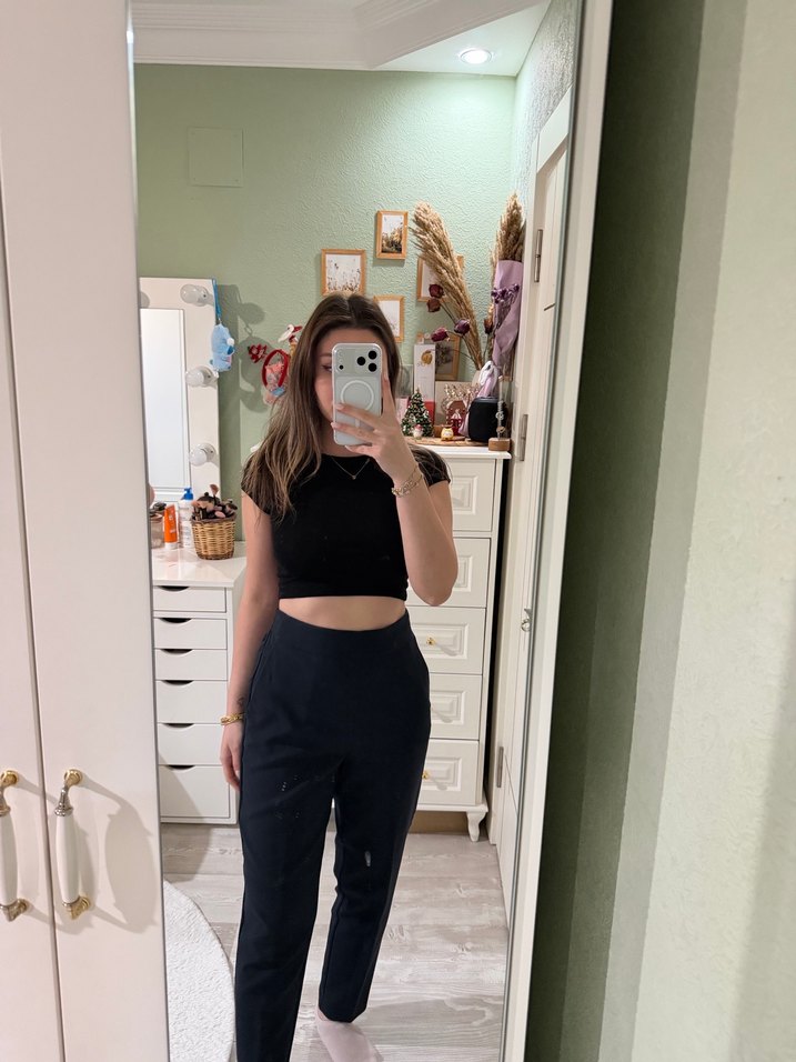 Siyah Dar Kesim Kadın Cigarette Pantolon - Görsel 2