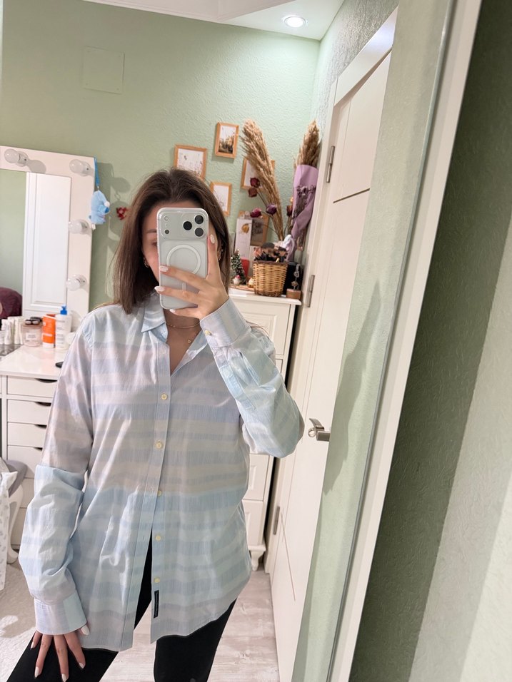 Erkek Gri Pamuklu  Gömlek - Görsel 2