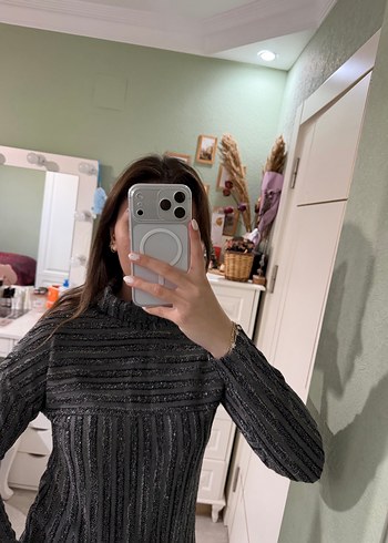 Gri Yarım Balıkçı Yaka Kadın Triko Kazak - Görsel 2