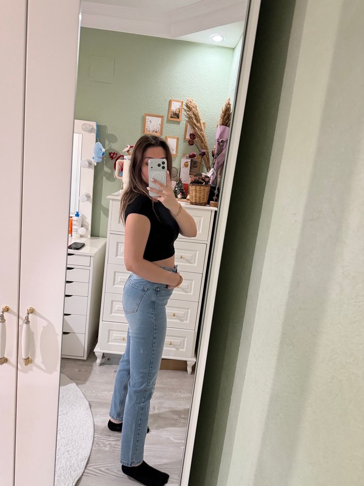 Günlük Siyah Rahat Kesim Kadın Kot Pantolon - Görsel 4