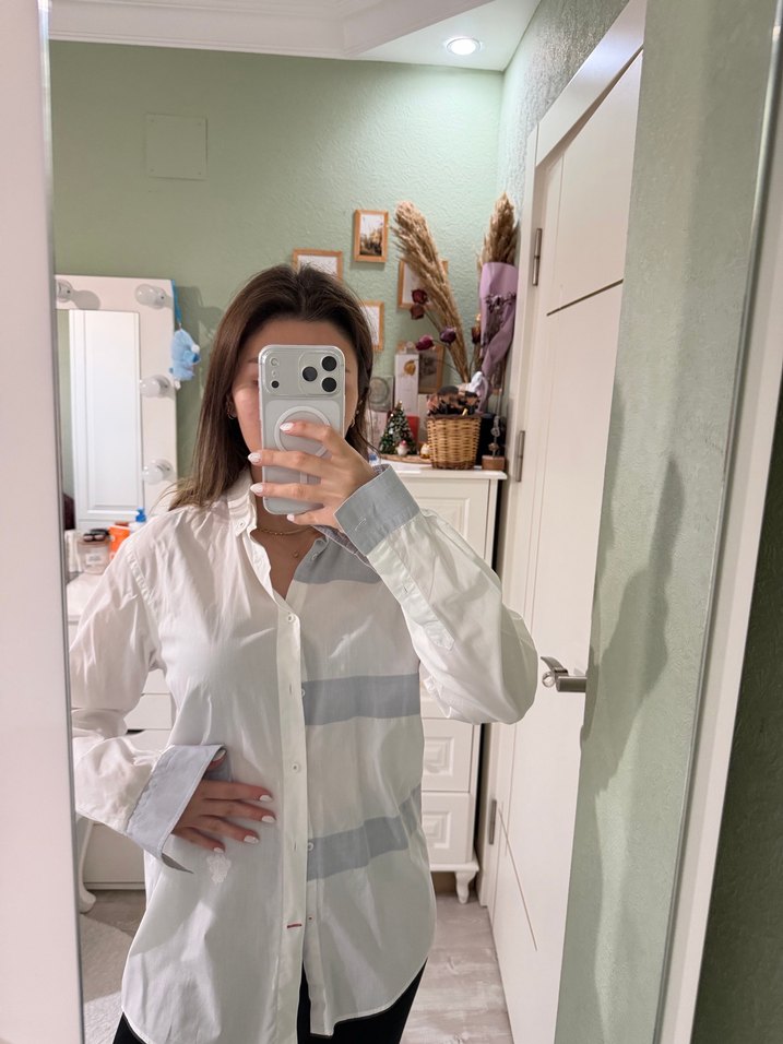 Erkek Beyaz Pamuk Gömlek - Görsel 2