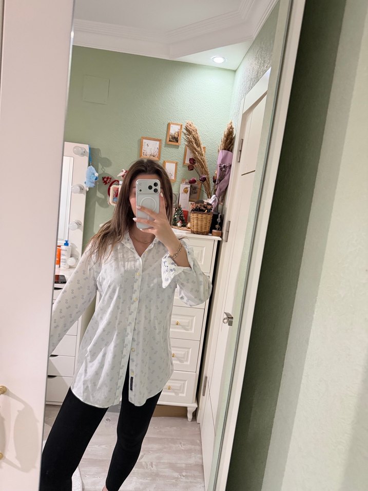 Bol Kesim, Uzun Kollu, Bağlamalı Desenli Gömlek - Görsel 3