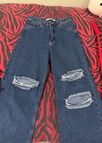 Kadın Koyu Kahverengi Bol Kesim Denim Pantolon - Görsel 7