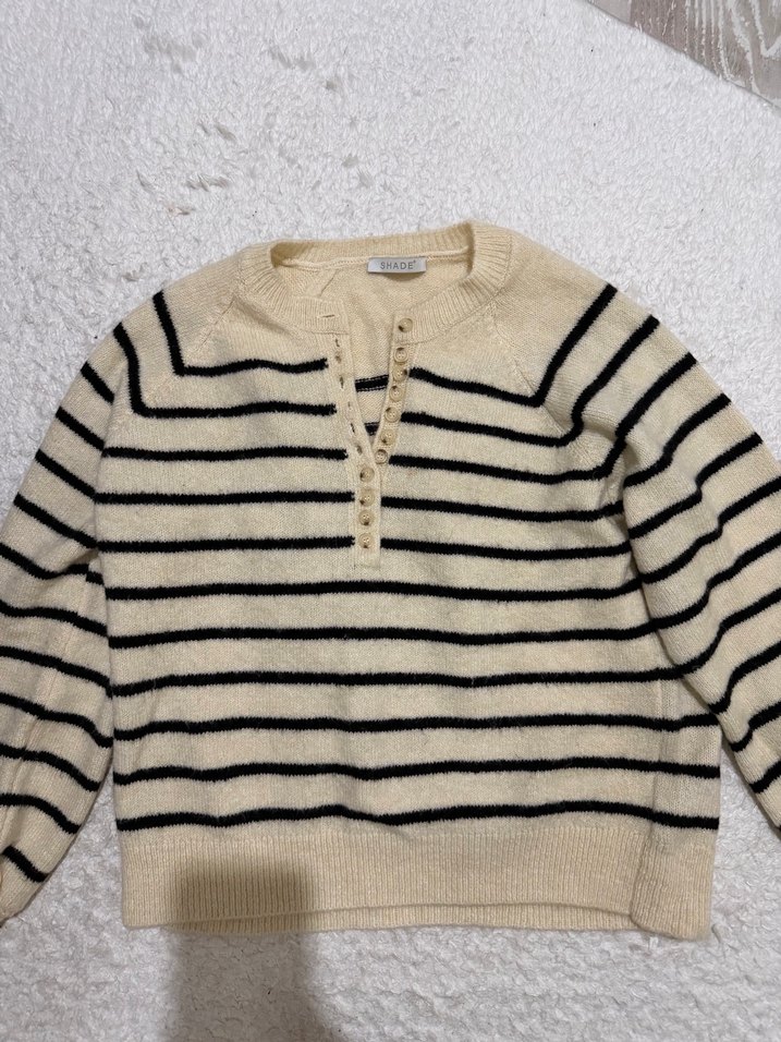 Bej Zebra Desenli Örme Kadın Kazak - Görsel 4