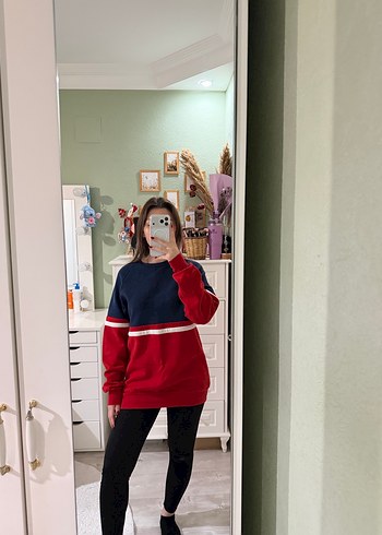 Kırmızı Lacivert Oversize Sweatshirt - Görsel 4