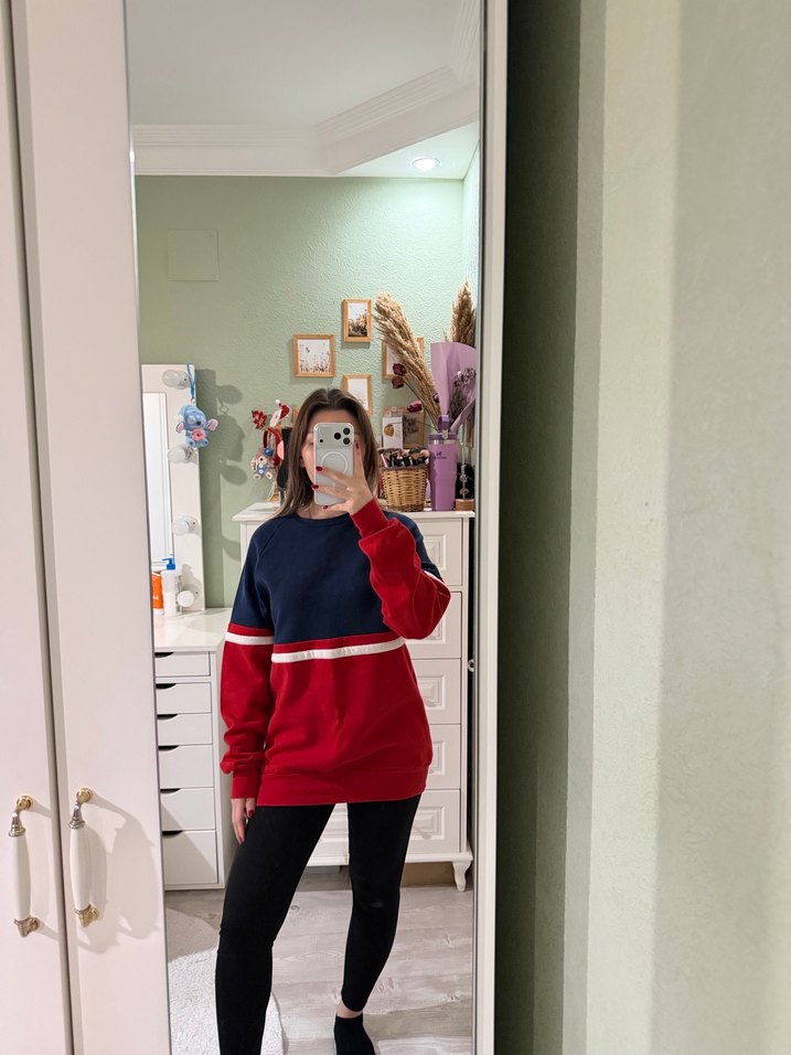 Kırmızı Lacivert Oversize Sweatshirt - Görsel 4