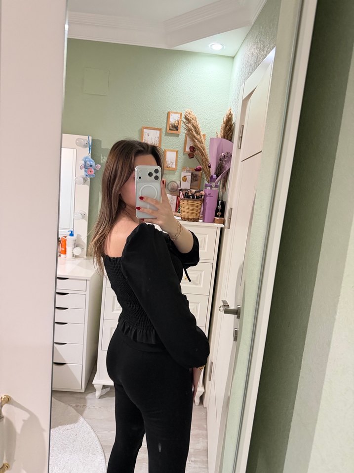 Siyah Straplez Düğmeli Gotik Kadın Bluz - Görsel 3