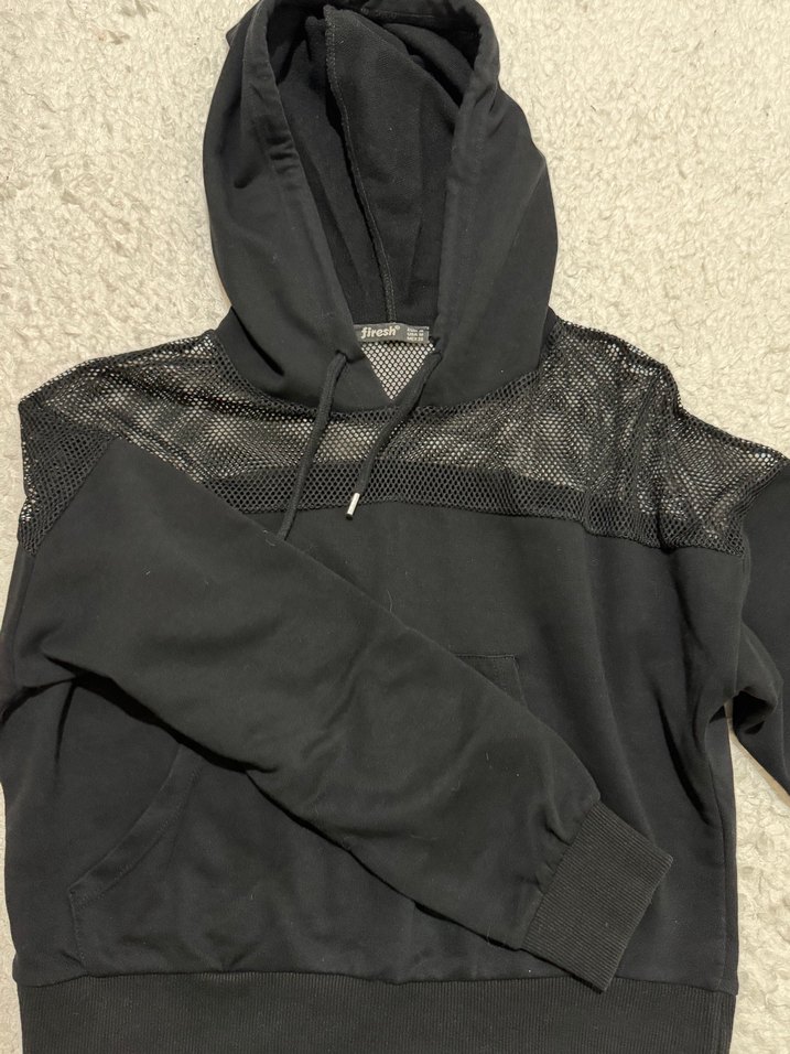 Şeffaf Detaylı Siyah Kadın Sweatshirt - Görsel 5