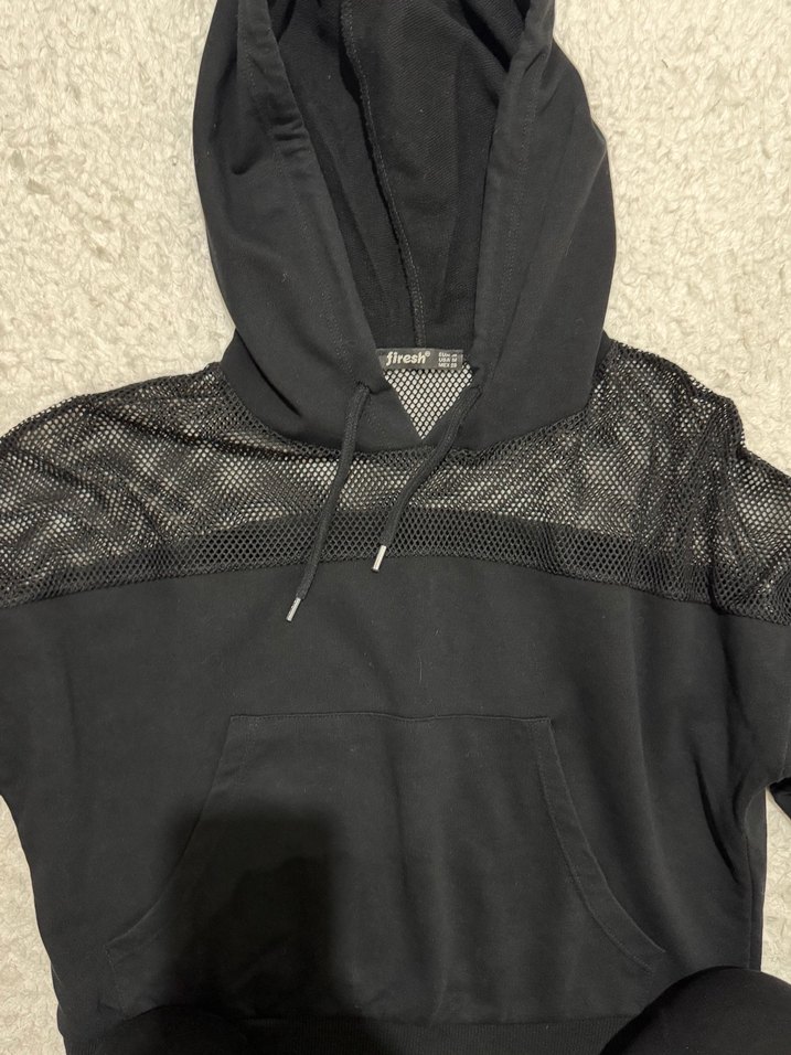 Şeffaf Detaylı Siyah Kadın Sweatshirt - Görsel 4