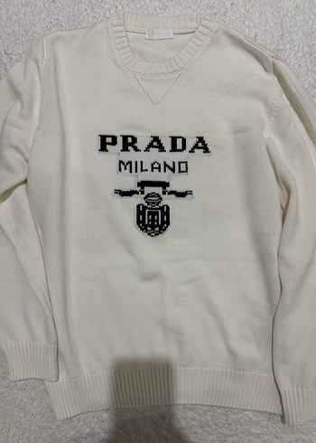 Beyaz Baskılı Kadın Triko Kazak - Görsel 4