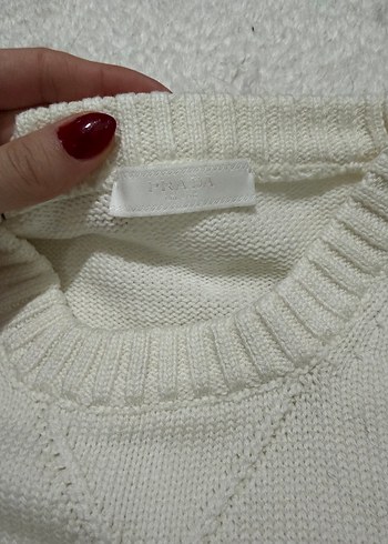 Beyaz Baskılı Kadın Triko Kazak - Görsel 5