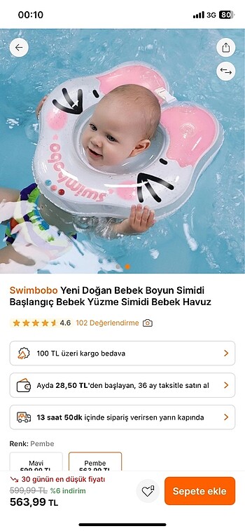 Sıfır kutusunda swimbobo yeni doğan bebek boyun simidi