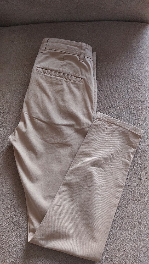 Bej Düğmeli Keten Erkek Pantolon - Görsel 4