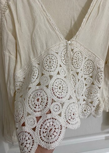 Keten dantelli bluz - Görsel 3