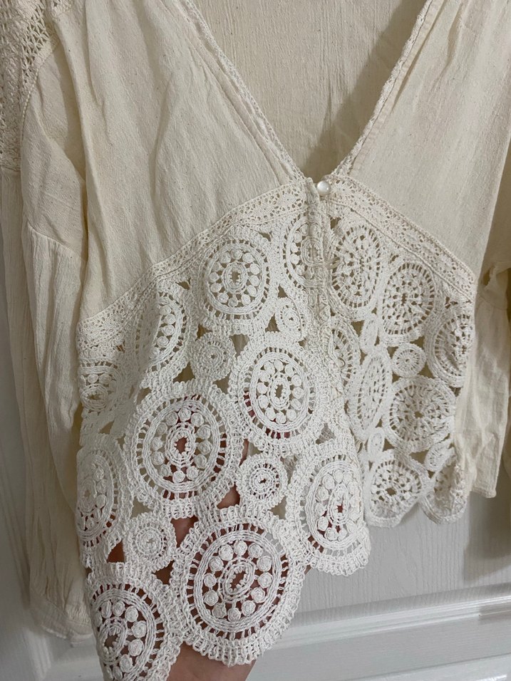 Keten dantelli bluz - Görsel 3